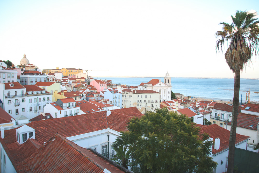 Portas do Sol Viewpoint in Alfama, Lisbon, Portugal