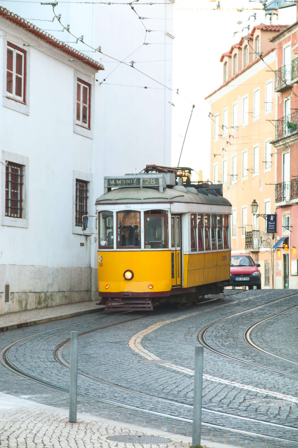 Tram 28 in Alfama, Lisbon, Portugal