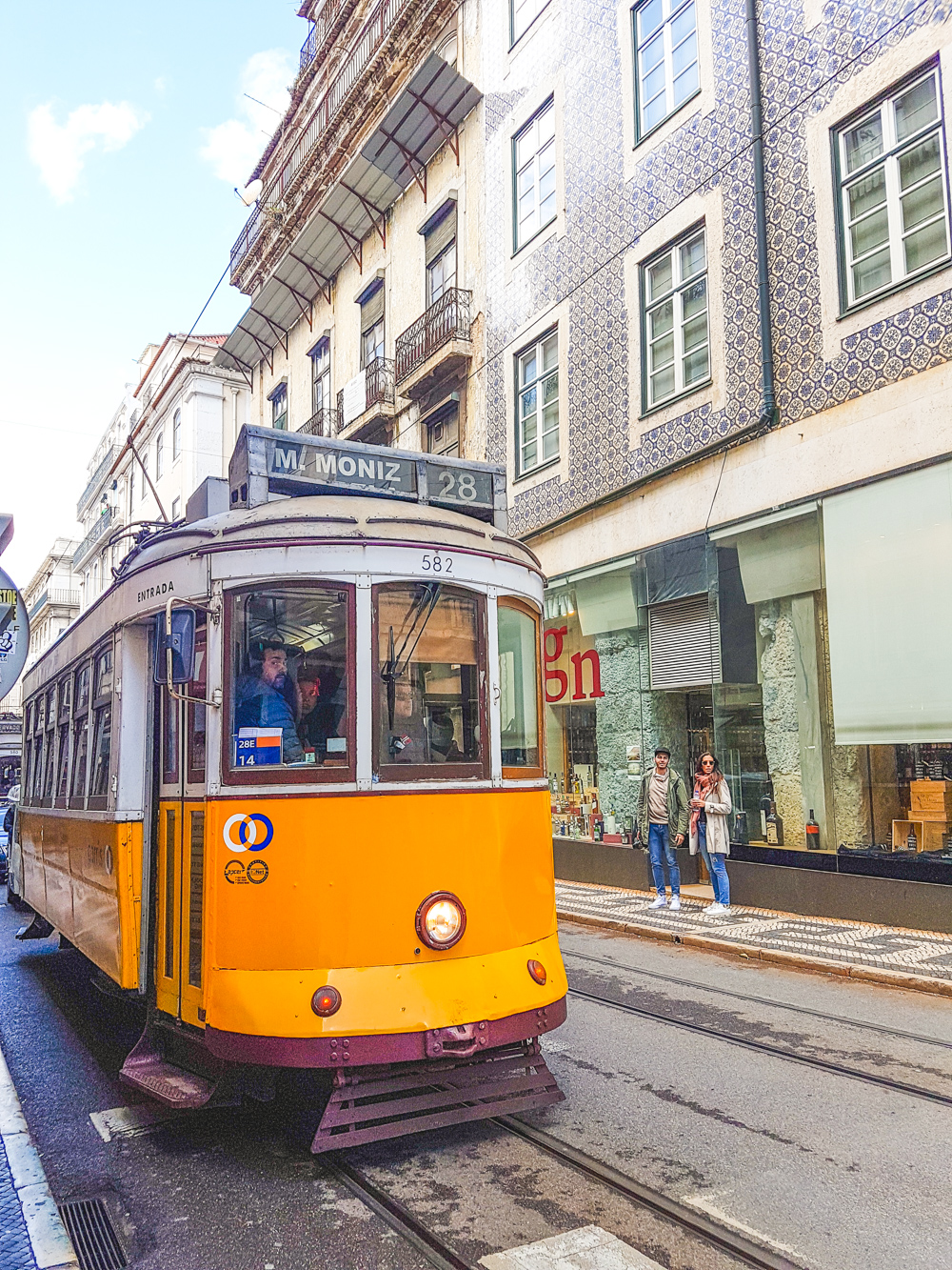 Tram 28 in Alfama, Lisbon, Portugal