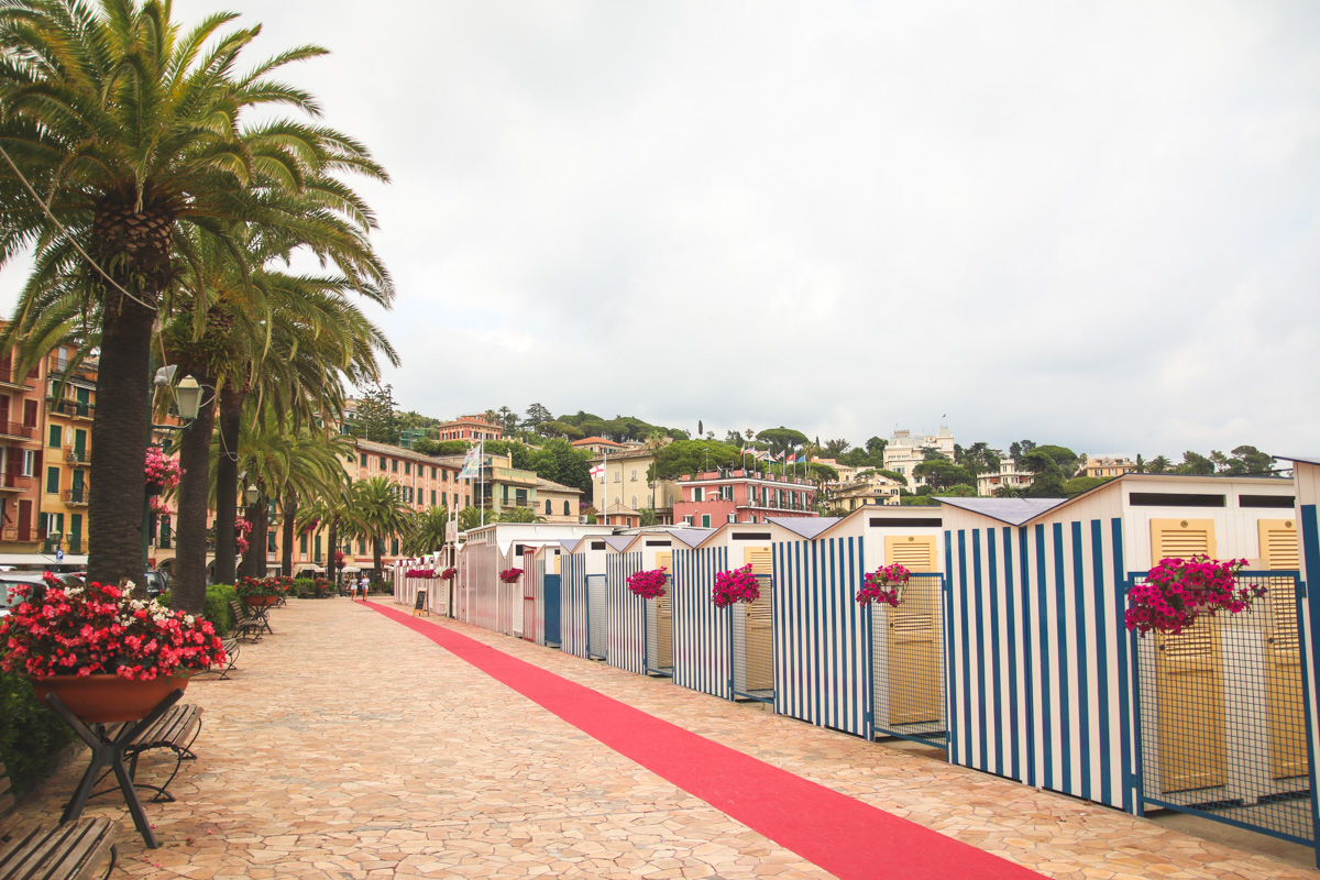 Colourful Beach Huts in Santa Margherita Ligure, Liguria, Italy