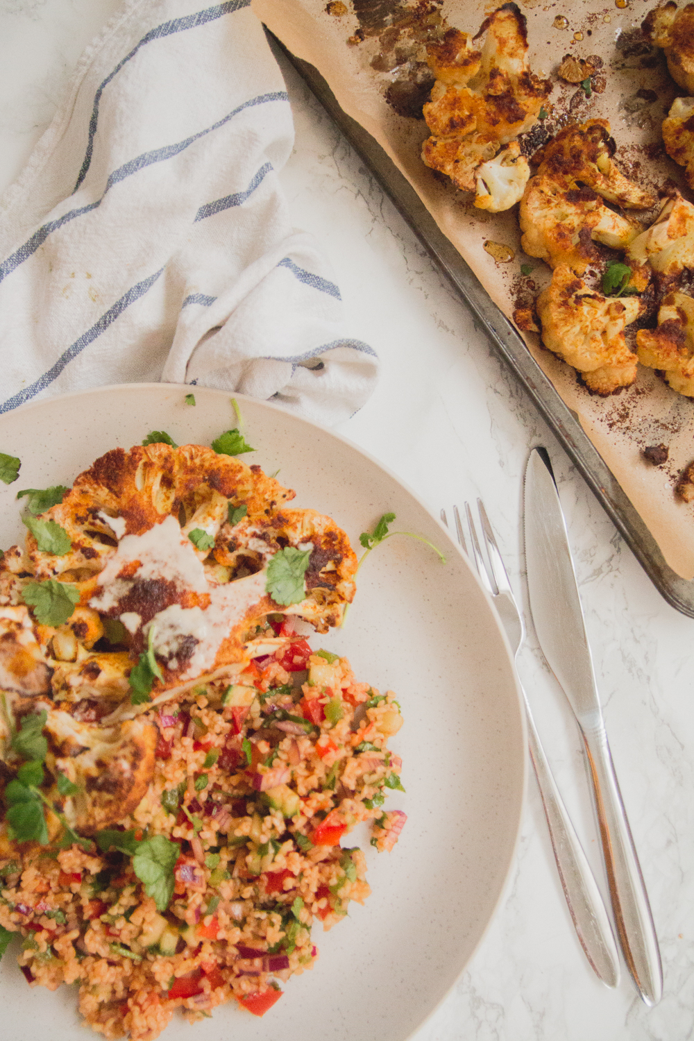 Roasted Cauliflower Shawarma with Tahini Dressing