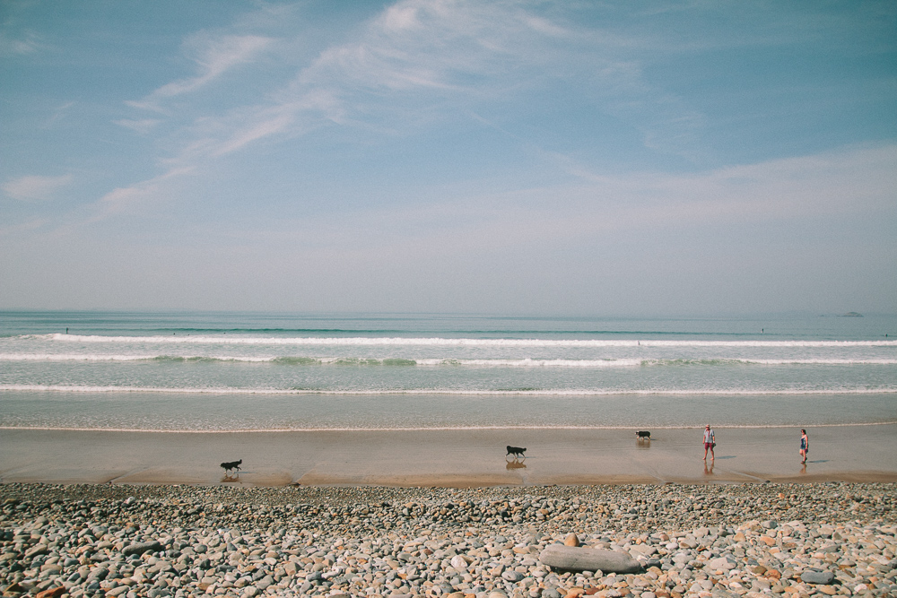 Surfers at Newgale Beach in Pembrokeshire