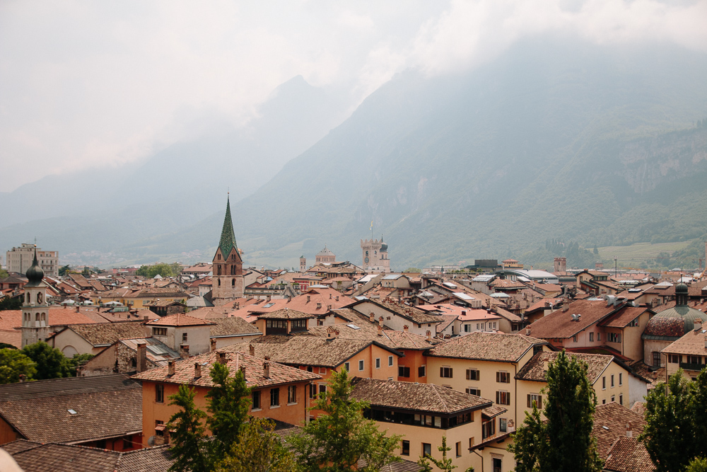 View of Trento from Castello del Buonconsiglio in Trento Italy