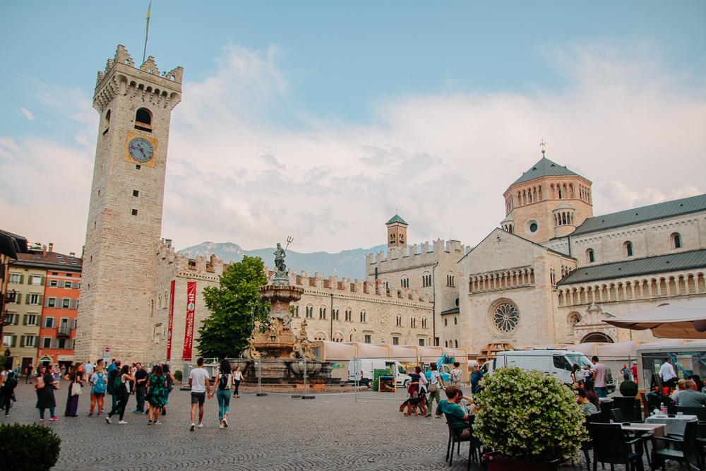 Colourful Buildings Lining Piazza Duomo in Trento