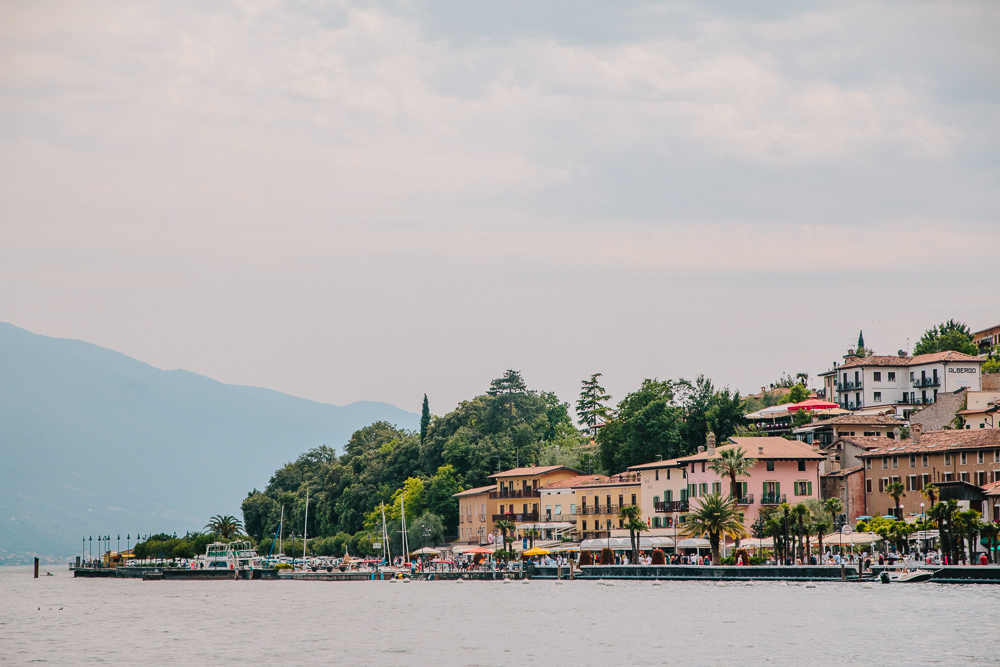 View of Limone from the ferry port in Limone, Lake Garda