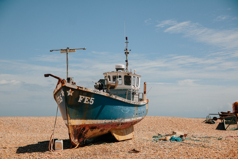 Old Abandoned Fishing Boat in Dungeness Nature Reserve in Kent
